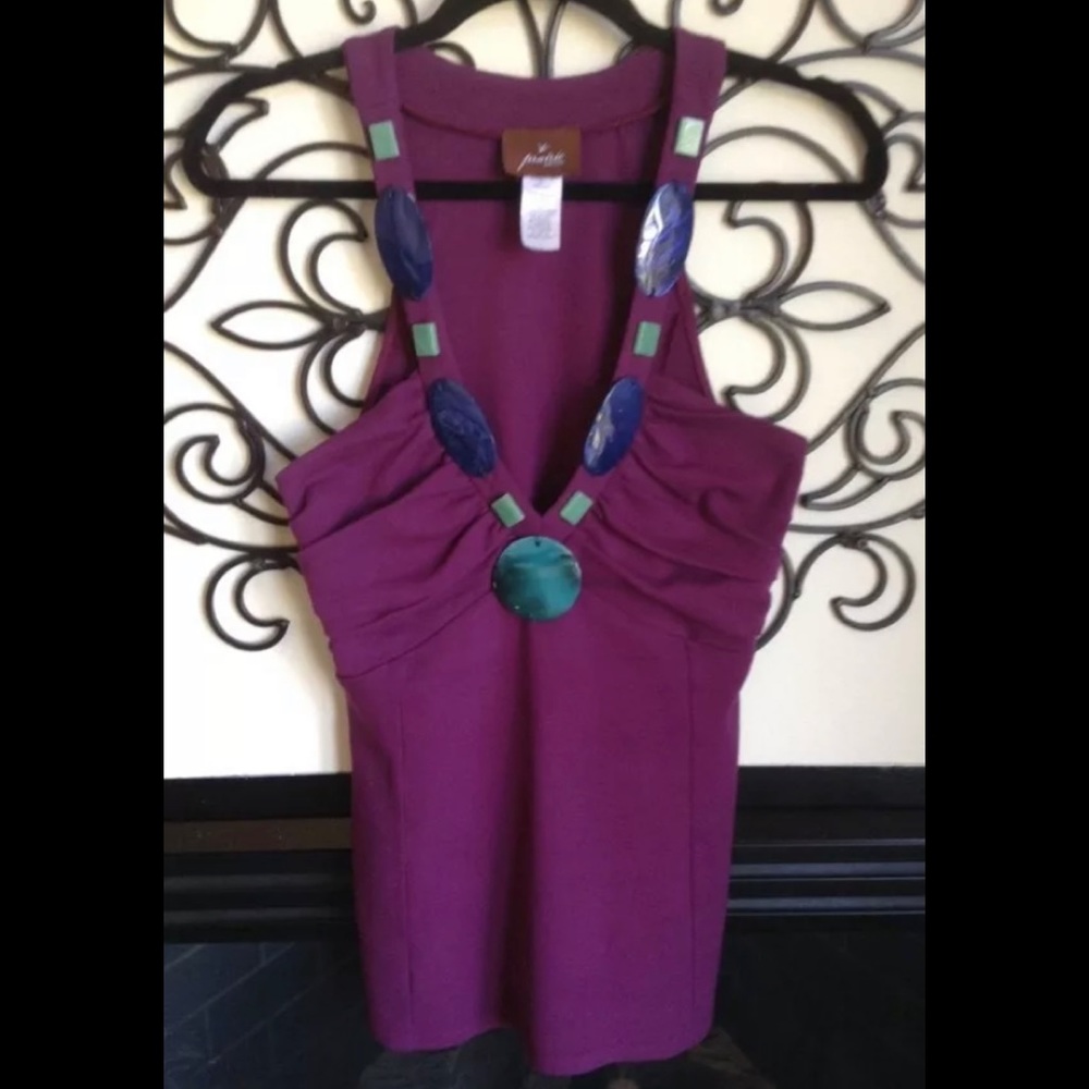 prairie New York brand plum embellished top L